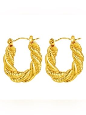 Gold Hoop 14K Gold PlatedHypoallergenic Stainless Steel Lightweight Small Hoops